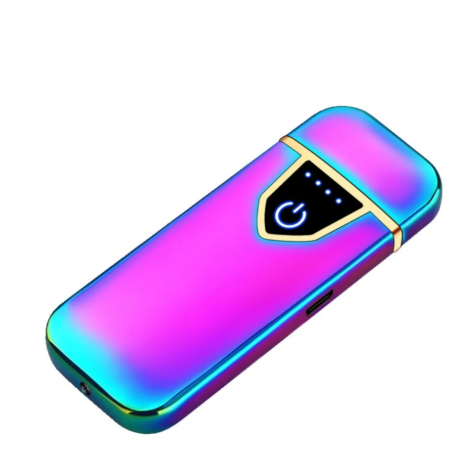 

Mini Windproof Two-side Touch Sensor encendedor usb Metal Flameless cakmak Rechargeable Electronic USB Cigarette Lighter, 12 colors