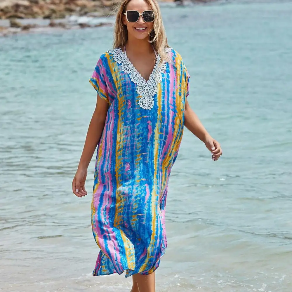 

2020 Sexy Chiffon Blue Plus Size Long Sleeve Cover ups short sleeve Dress