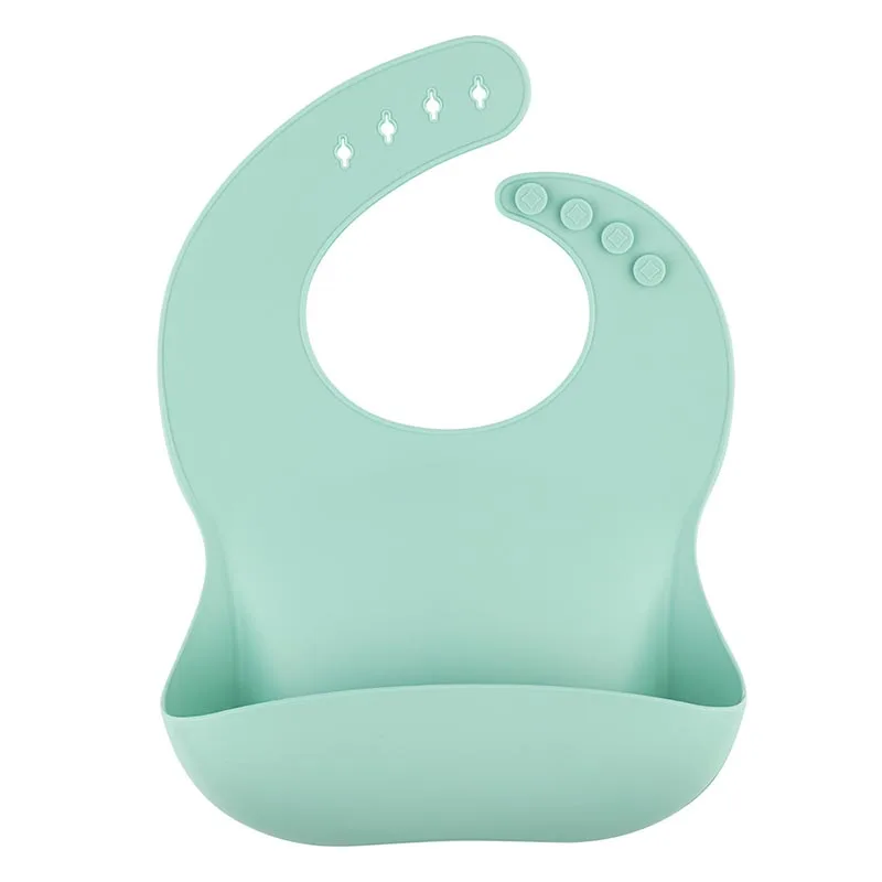 

Custom High Quality BPA Free Soft Waterproof Silicone Baby Bib Baby Silicone Bib, 5color