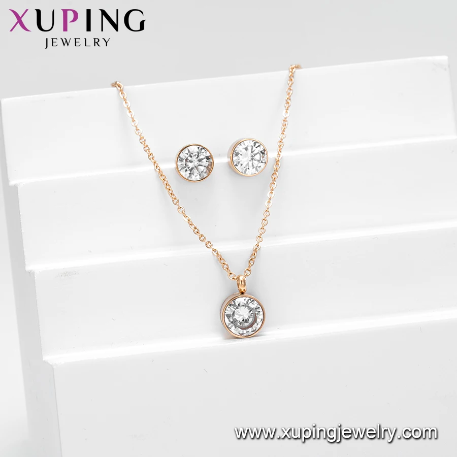 Yxs-549 Xuping Fashion Jewelry Set Rose Gold Plated Stainless Steel ...
