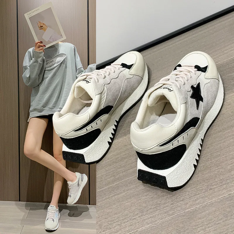 

Athletic Women Sneaker Shoes 2021 Lace Up Leisure Walk Flats Girls Female Paltform Casuals Damen Chaussure Femme Zapatos Mujer