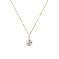 

Baroque pearl jewelry pendant necklace with red zircon