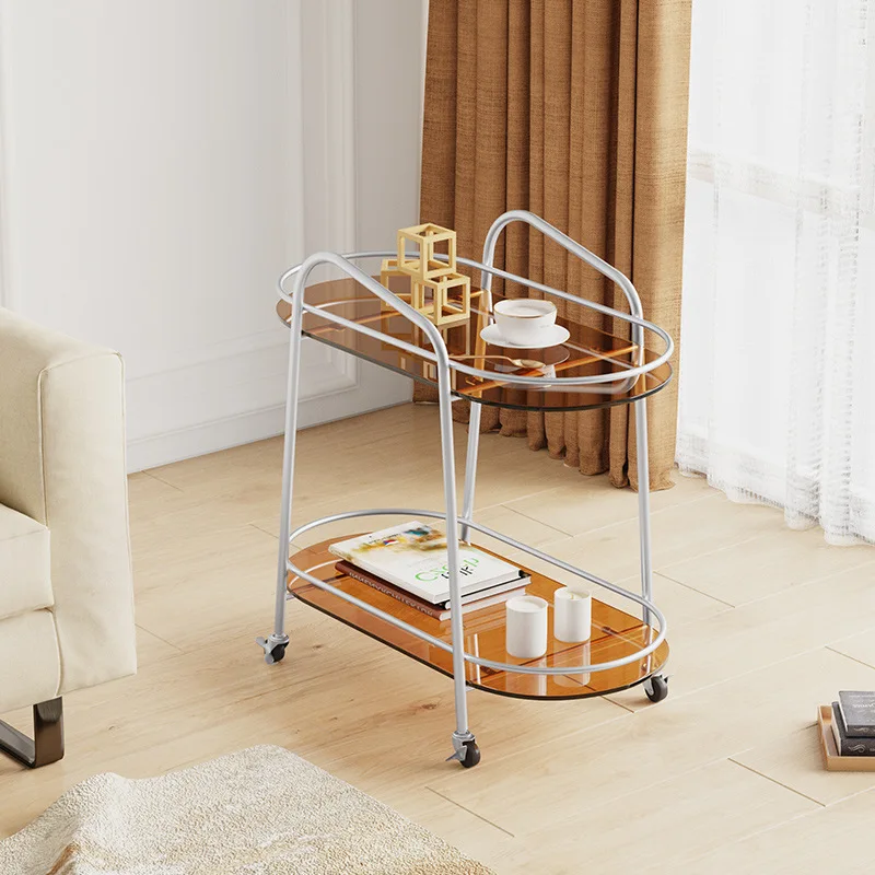 

Nordic Living Room Balcony Bedroom Movable Glass Coffee Table