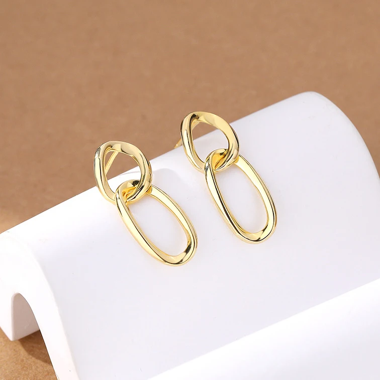 

VIANRLA 925 womens sterling silver jewelry drop hoop earrings gold simple fashion earrings
