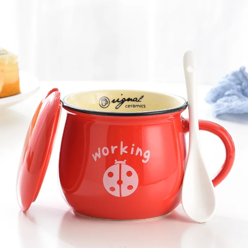 

Retro creative big belly milk breakfast coffee color glaze LOGO customized ceramic mark cup, As picture