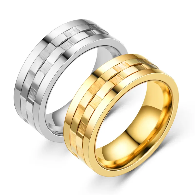 

Stainless Steel Women Men Ring With A Rotating Gears Decompress Rings White and Rose Gold Plated High Quality