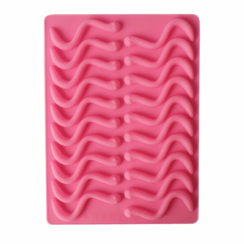 

W346 earthworm small worm gummy silicone mold ice tray mold caterpillar shape bar chocolate mold, As picture