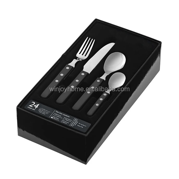 cutlery set forged type with black handles and rivets GRÄWE 24-pcs 