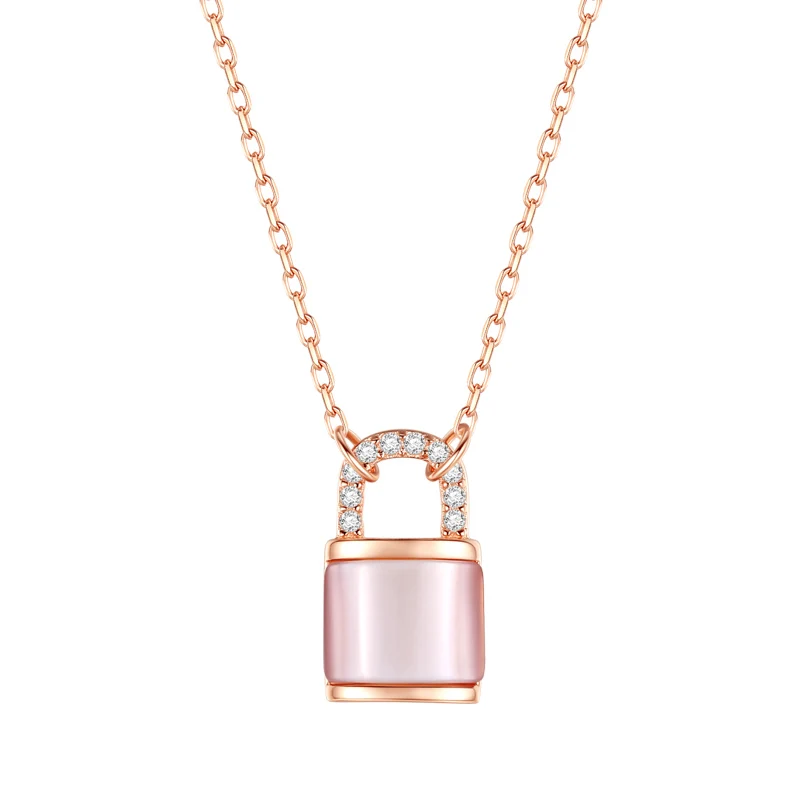 

Fashion 925 sterling silver necklace delicate lock zircon silver chain necklace for women NY3418