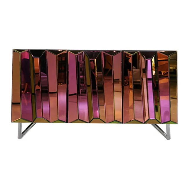 Modern Hot selling Handmade Mirrored furniture Multiple Disordered Color Dining Room Buffet Cabinet Sideboard