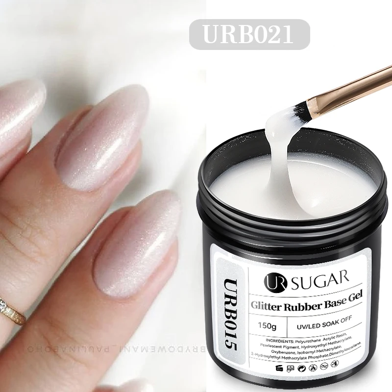 

UR SUGAR 150g Milky White Shimmer Color Rubber Base Coat Refill Package Self-leveling Rubber Base UV Gel Polish Bulk