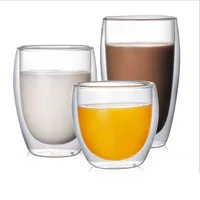 

Hot sale Heat Resistant Borosilicate Clear Glass Double Wall Coffee Cup Mug Glass Espresso Cup