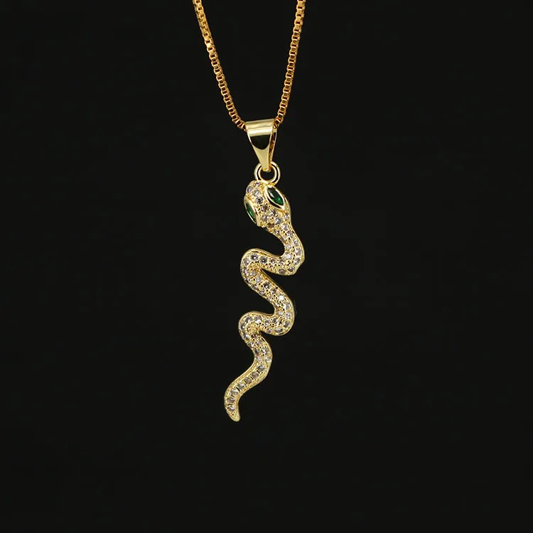 

NZ1079 New Diamond Women's Snake Jewelry Chic Cubic Zirconia CZ Micro Pave Snake Pendant Designer Necklace
