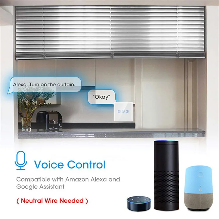 Glass Panel EU 240V Zigbee Smart Touch Switch WiFi Controlled Curtain Switch - ANKUX.COM