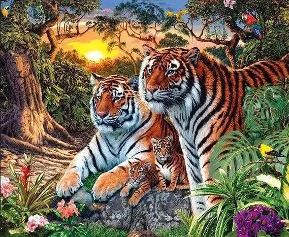 Chenistory DZDP956 Tiger 5D Diy Crystal Diamond Painting Short Lint Diamond Paintings