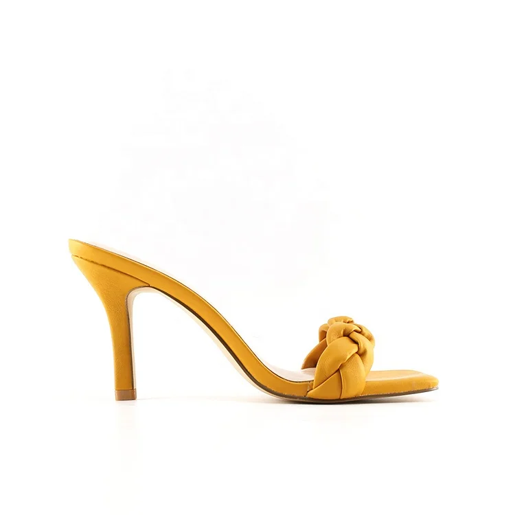 

2020 latest ladies weave style open toe party high heel mules women shoes slipper sandals