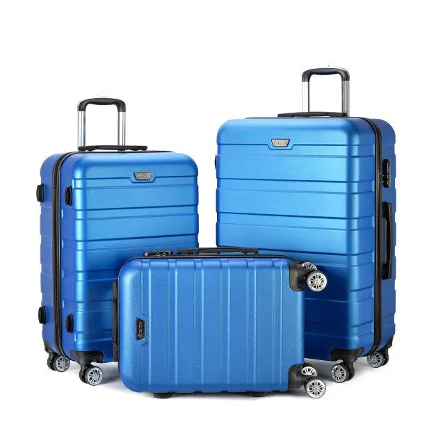 

3 Pcs ABS material Silent Spinner Travelling Luggage Travel Bags Cabin Luggage Suitcase set Trolly Bags Sets Custom Luggage, Black navy blue purple orange sky blue silver blue pink,etc