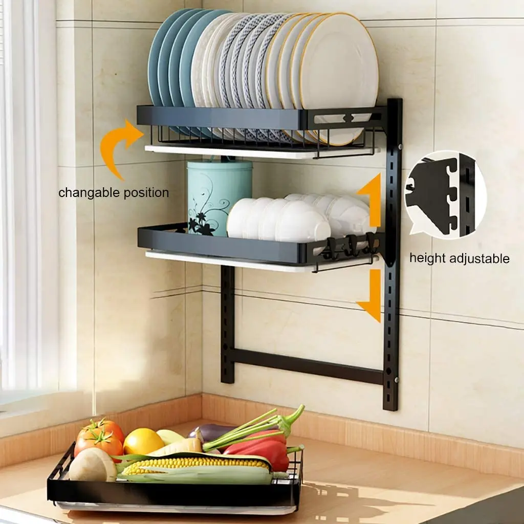 High Quality 3 Tier Wall Mounted Countertop Kitchen Metal Dish Drying ...