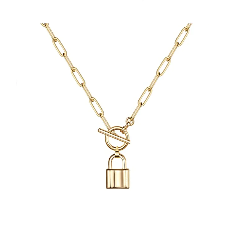 

XuQian Paper Clip Lock Chain Necklace For Women Jewelry Gifts