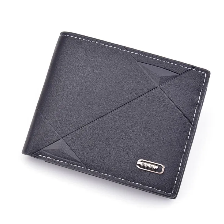 

men's short 3-fold Leisure Business Wallet horizontal embossed soft leather student youth Wallet