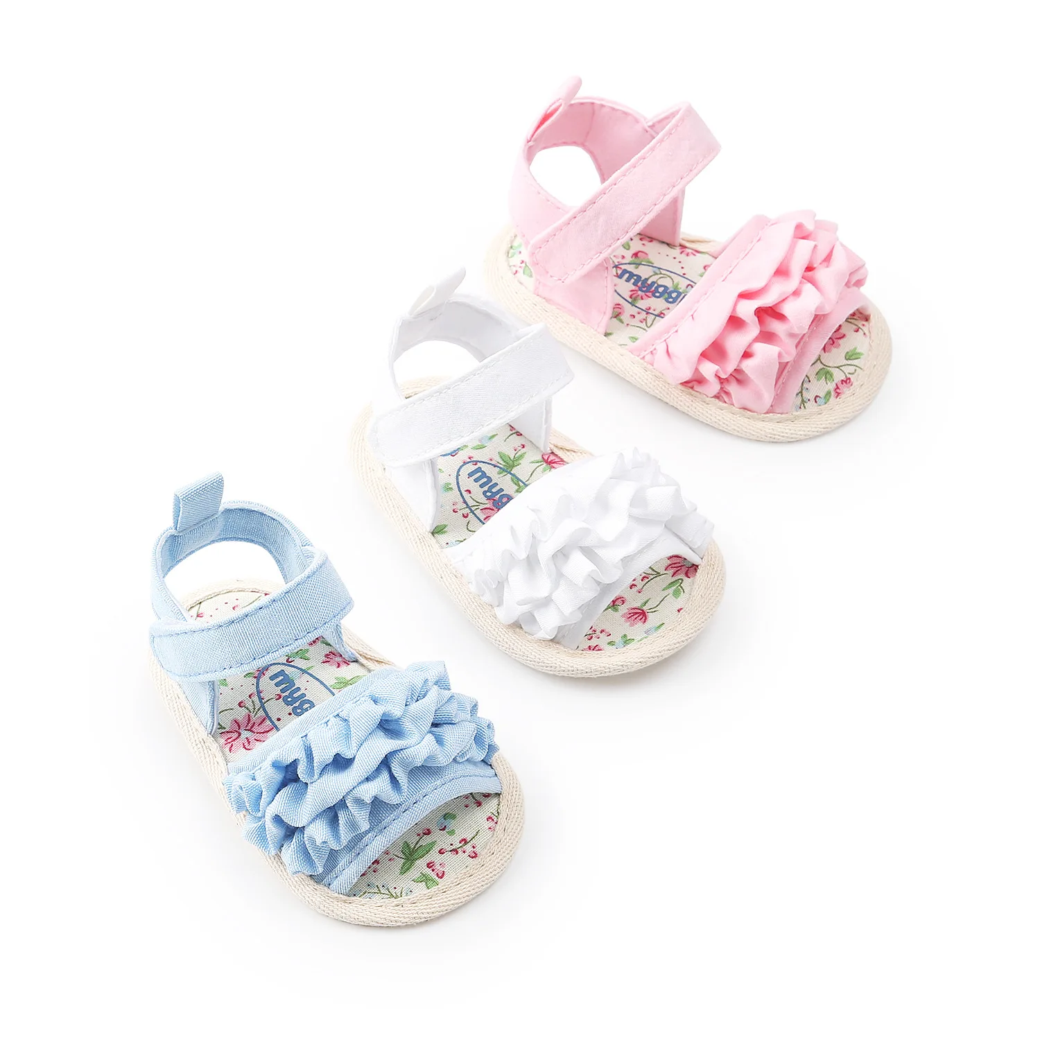 

Hot selling cotton fabric flowers lace Soft sole 0-2 years toddler girl baby sandals shoes, White,pink,black