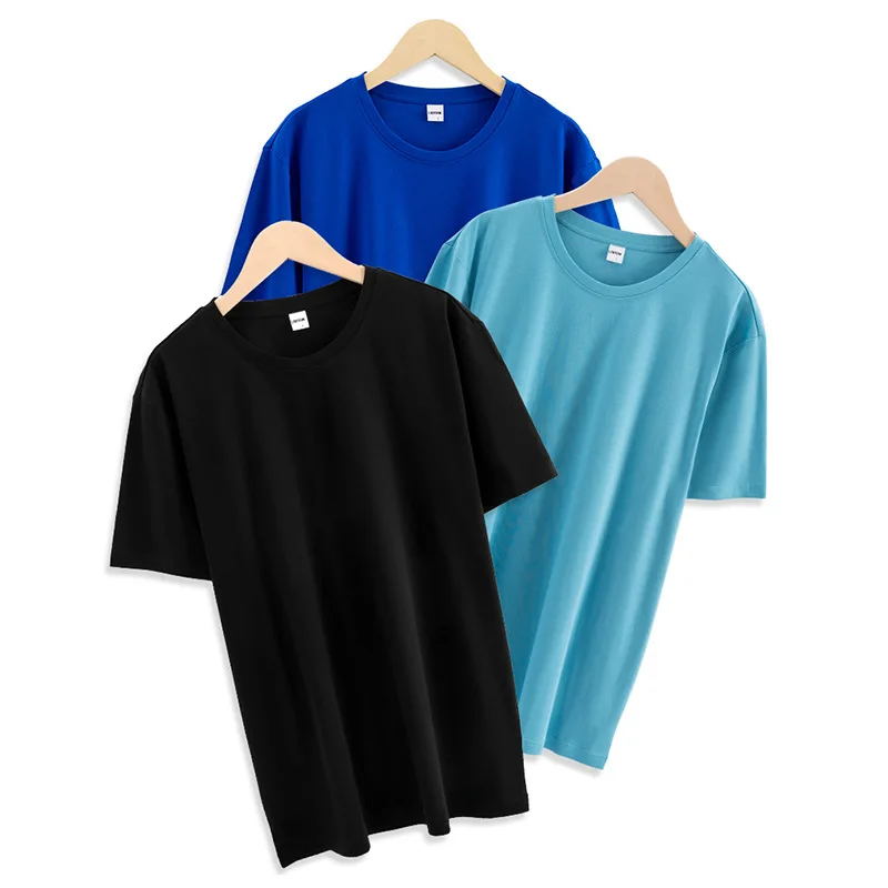 

Wholesale Ready To Ship Accept Custom T-shirt 100% Cotton Breathable No Color Fade Men's Short Sleeve Tshirt Blanc