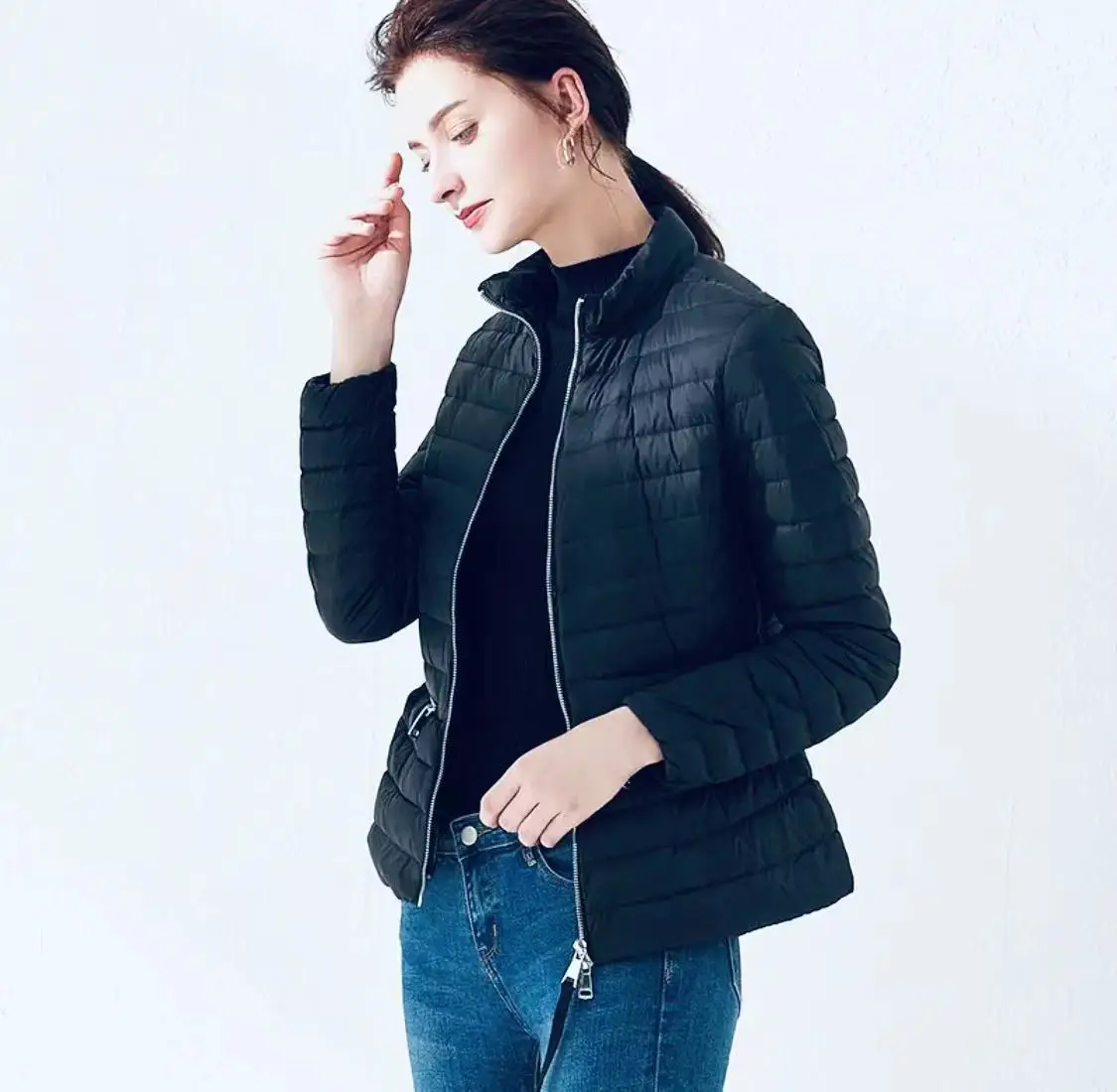 

New Women Winter Coat New Ultra Light White Duck Down Jacket Ladies Slim Padded Puffer Jacket