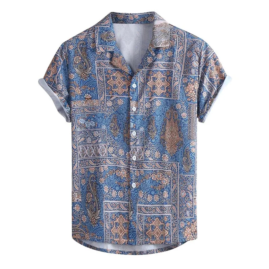 

Top Blouse Vintage Hawaiian Beach Shirt Summer t Shirt For Men Indian Men t Shirt, Blue
