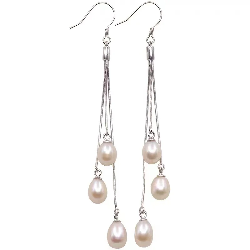 

Long Pearl Earrings Tassel for Women 925 Sterling Silver Needle Simulated Shell Pearl Drop Earrings Dangle Hypoallergenic