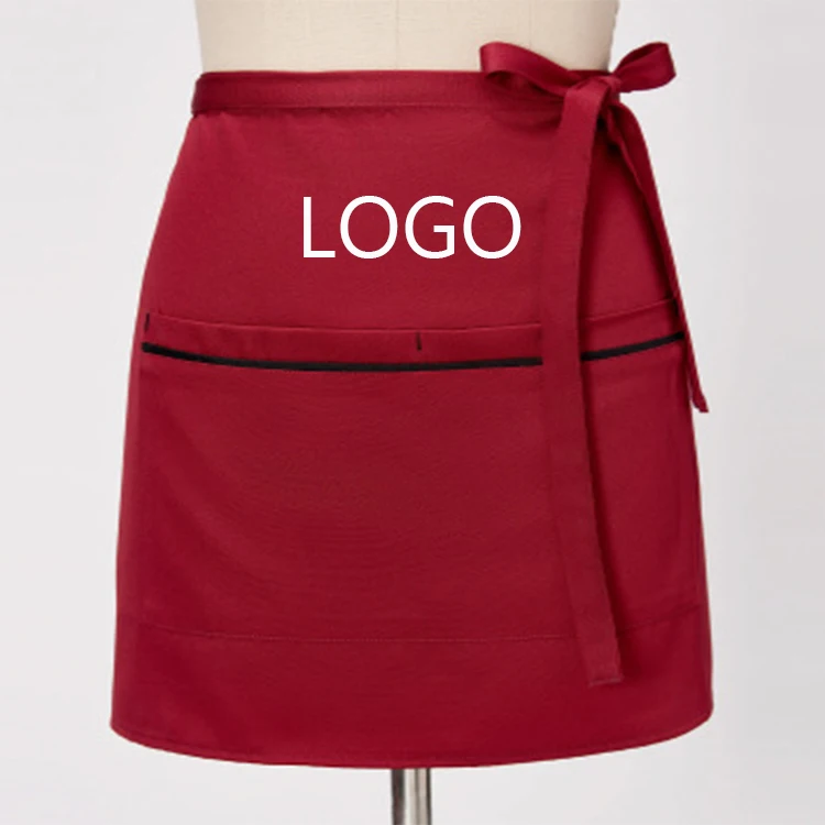 

half length cleaning apron custom print waist aprons kitchen custom logo restaurant waiters customized cooking apron