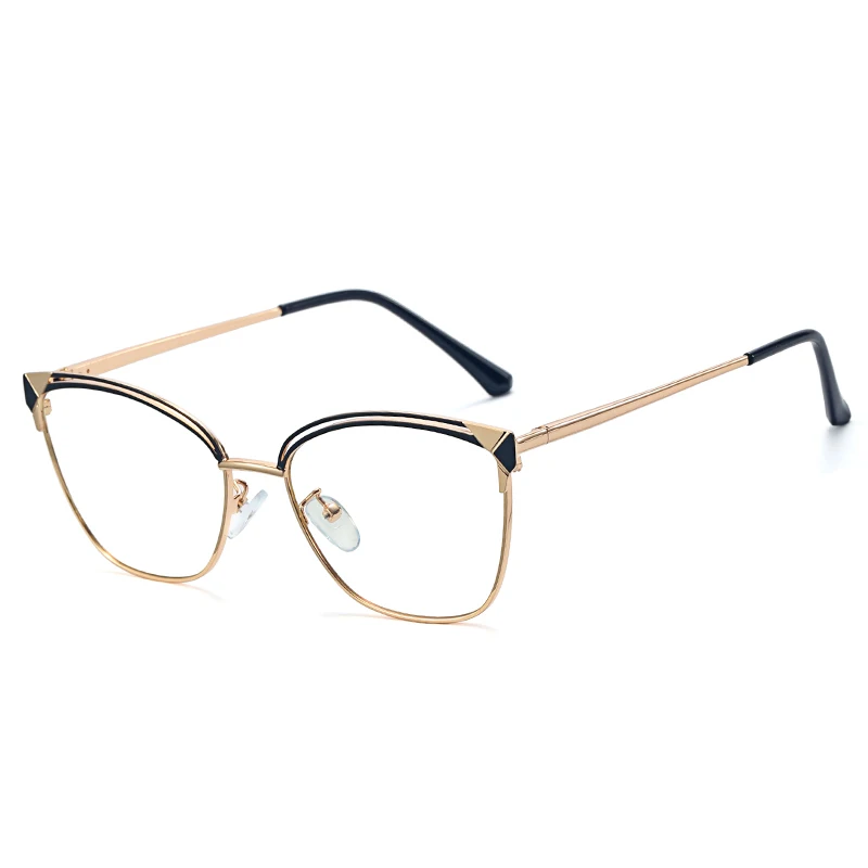 

New Fashion Ladies Glasses Frame Spring Foot Metal Myopia Frame Glasses Small Frame Anti Blue Ray Glasses Women 2021, Custom color