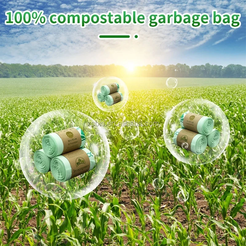 Environment-Friendly Biodegradable compostable corn starch trash bag with customized printing