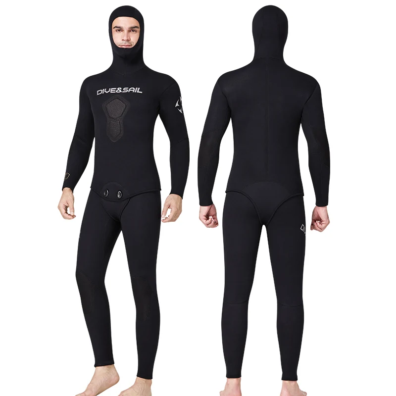 

Professional fishing suit CR1.5mm Free diving outdoor camouflage with hood warm split fishing wetsuit, Pics show/accept customize color