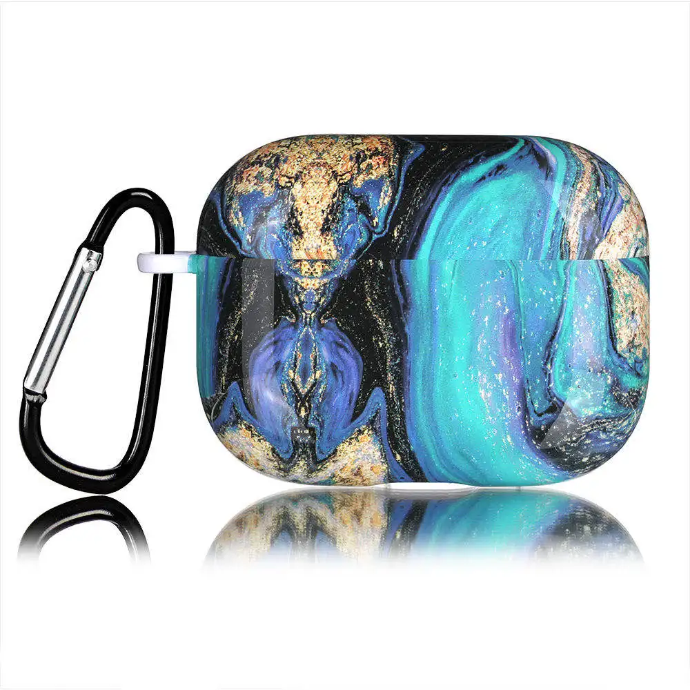 

Glossy marble Silicone Soft Earphone Case For Airpods pro 2/3 With hanging ears, Multiple color