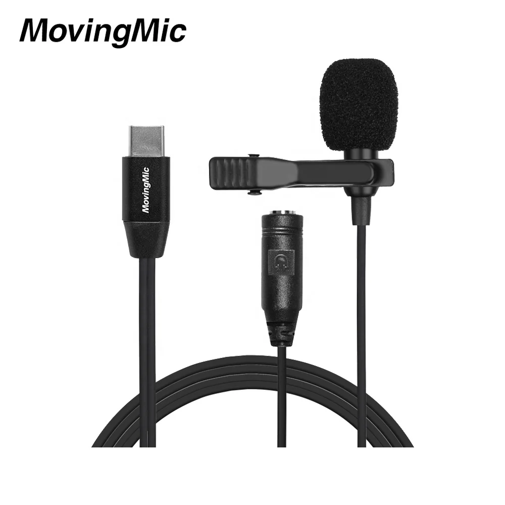 

Movingmic Type C Clip On Microphone For Cell Phone With Earphone Monitor Plug