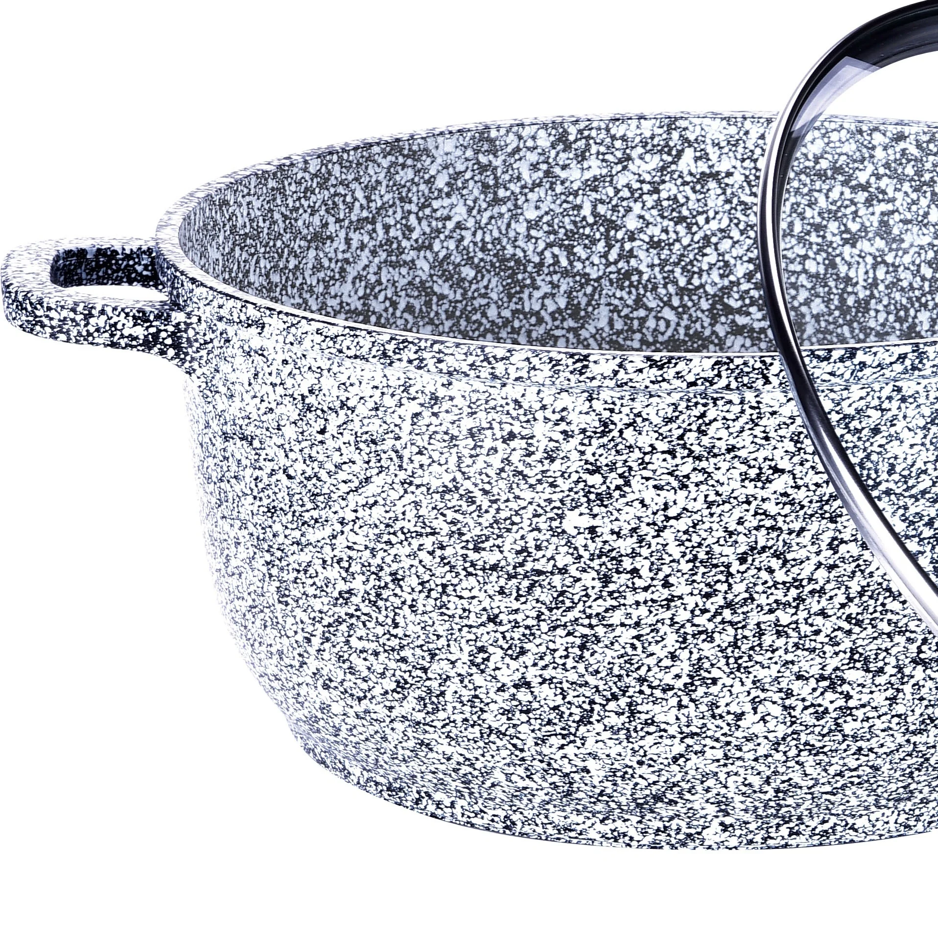 
24CM Die casting non-stick aluminum ceramic casserole with glass lid 