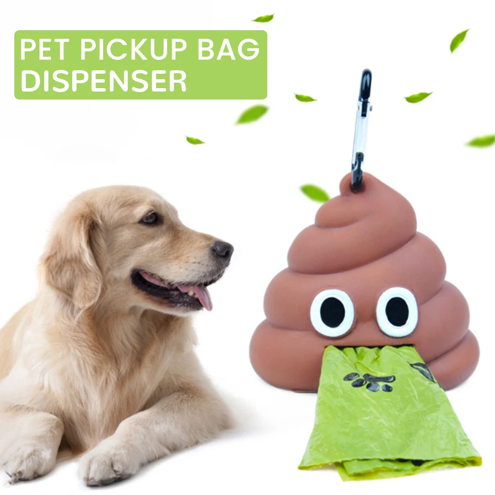 

Pet Portable Poop Bag Dispenser Holder Cute Shit-shaped Dog Cat Waste Bags Pets Cleaning Products For Outdoor Pet Poop Bag, One color