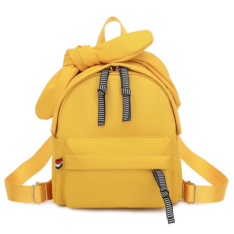 

Woman Korean Travel Backpack Female Harajuku Yellow Color Bow Small Schoolbag