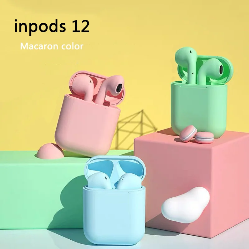 

Innoliance Macaron Inpods 12 Black Earphone Wireless inpods 12 i12 Touch Control Sports Bt Tws Audifonos for Bt i12 macaron