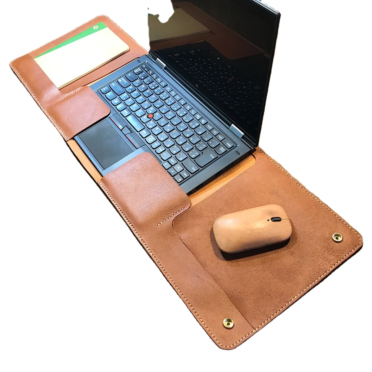 Wholesale Custom Leather Laptop Sleeve Holder Bag Mouse Pad Notebook