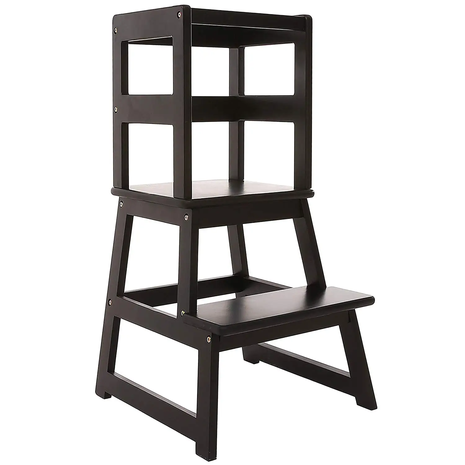 Bamboo Toddler Kids Step Stool With Safety Rail For Toddlers 18 Months