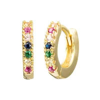 

Hot selling minimalist rainbow jewelry custom huggie hoop 925 silver earrings