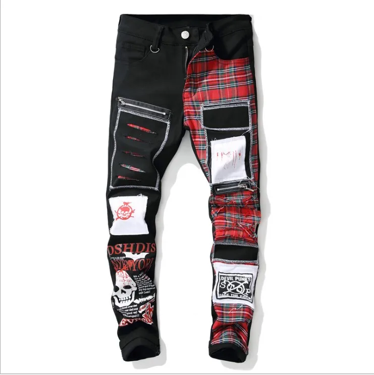 

New South Korean Bulletproof Youth Group with the same retro personality lacing men's bullet-free small straight pants