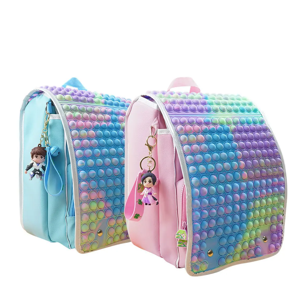 

Push Bubble pop Fidget Backpack silicon sensory pocketbook new handbag fidget toy bag Push Bubble Toy School Bags