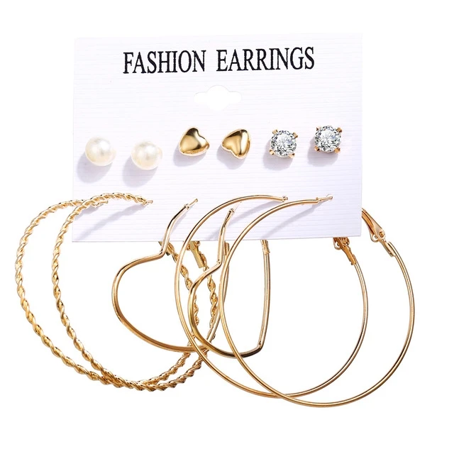 

FINETOO fashion moon star Rhinestone Luxury Gold Dangle Drop Earrings Elegant Pearl Round Hoop Earrings for Women Jewelry