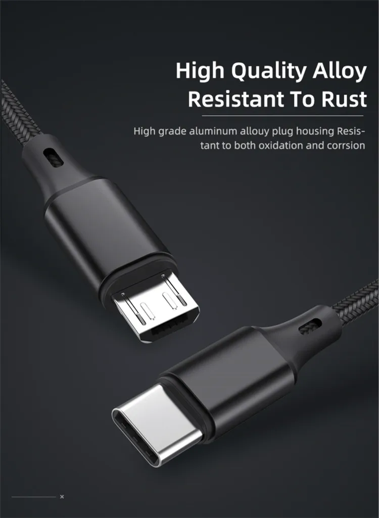 Amazon hot sale 3A Fast Charging 1.25M 3 In 1 USB C Cable to Light ning For iPhone 12 USB C to MIcro Type C Charging Cable - ANKUX.COM