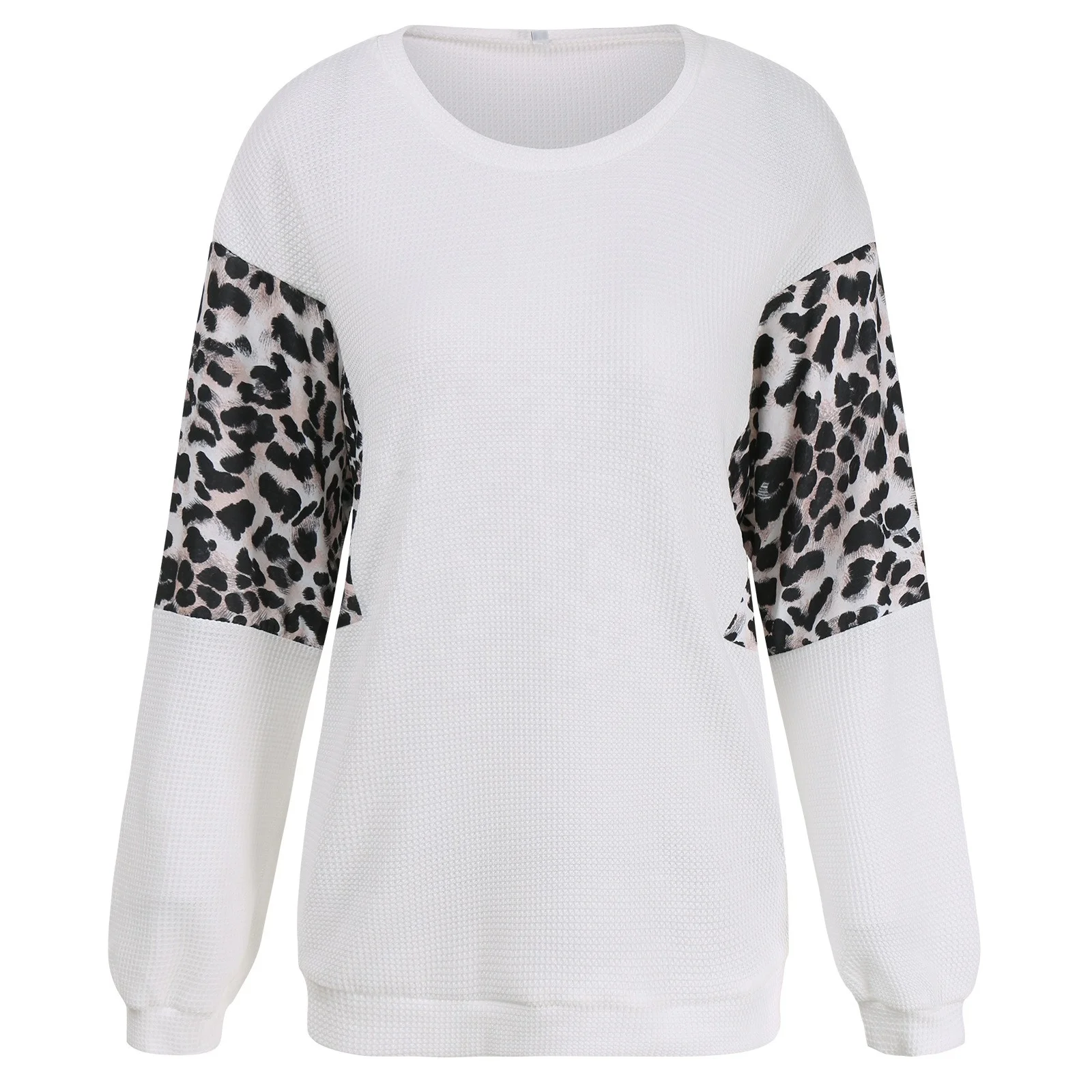 

Autumn and winter women's new splicing sweater long-sleeved round neck sweater