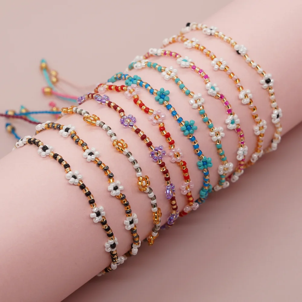 Go2boho Daisy Boho Jewelry Handmade Bohemian Fashion Trendy Seed Beaded Friendship Bracelets For Women Happy Gift