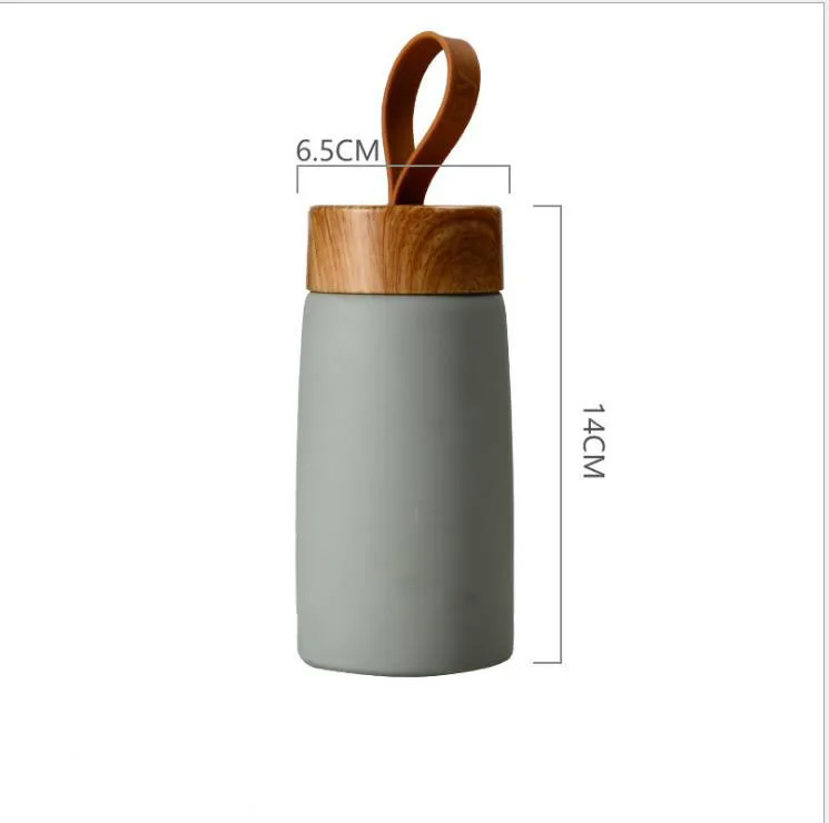 

Creative Insulated Water Bottle Bamboo Lid With Silicone Rope, Brown,blue,pink,green