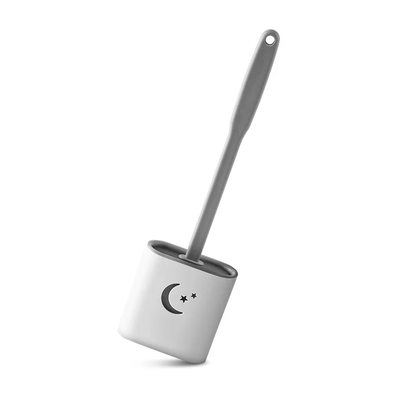 

BOOMJOY 2021 toilet brush flat head soft tpr silicone hanging smart toilet brush funny rubber head with wall mounted holder, Custom